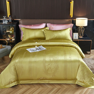 Luxury Gold Pink Jacquard Premium Duvet Cover Set, Egyptian Cotton 1000TC Bedding Set